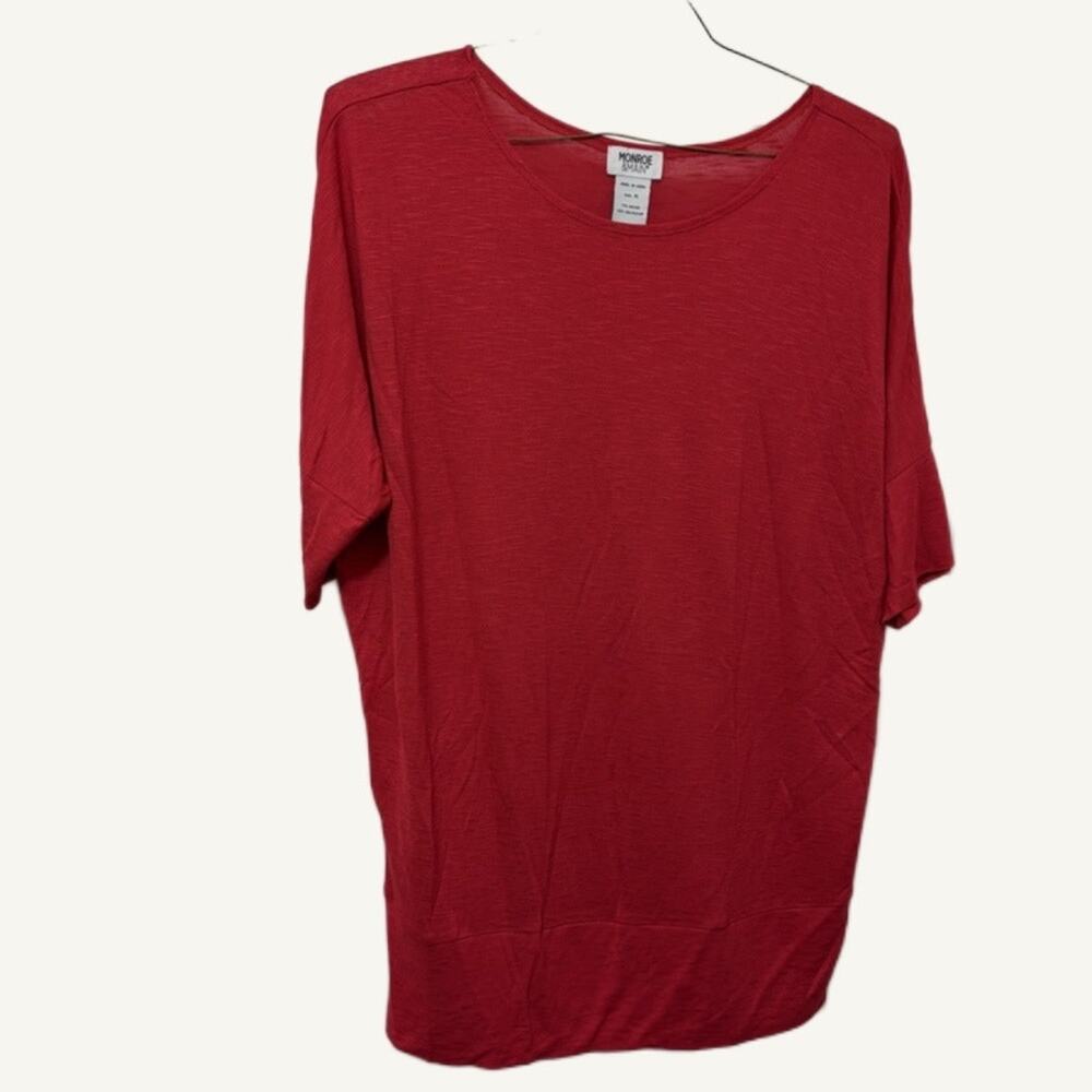 Monroe & Main Women's Red Lightweight Boatneck Knit Top XL Slub Knit